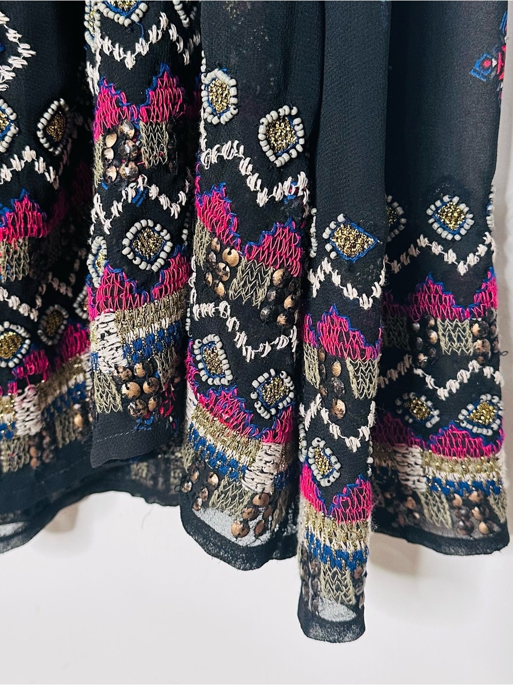 Free People Sheer Sleeveless Embellisher Kimono Maxi Dress Coverup XS - Picture 4 of 6